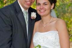 Bride-Groom-Flowers-Outdoors-Trees