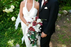 Bride-Groom-Outdoors-Flowers