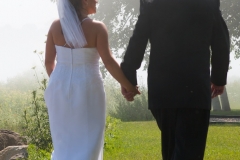 Bride-Groom-Walking-Outdoors