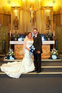 Katie & CJ Sheboygan Wedding portrait in the church